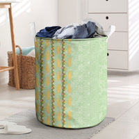 Hawaii Shell Tiare Anthurium Heliconia Lei Laundry Basket With Tapa Pattern Baby Green