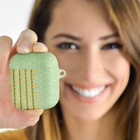 Hawaii Shell Tiare Anthurium Heliconia Lei AirPods Case With Tapa Pattern Baby Green