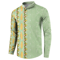 Hawaii Shell Tiare Anthurium Heliconia Lei Button Sweatshirt With Tapa Pattern Baby Green
