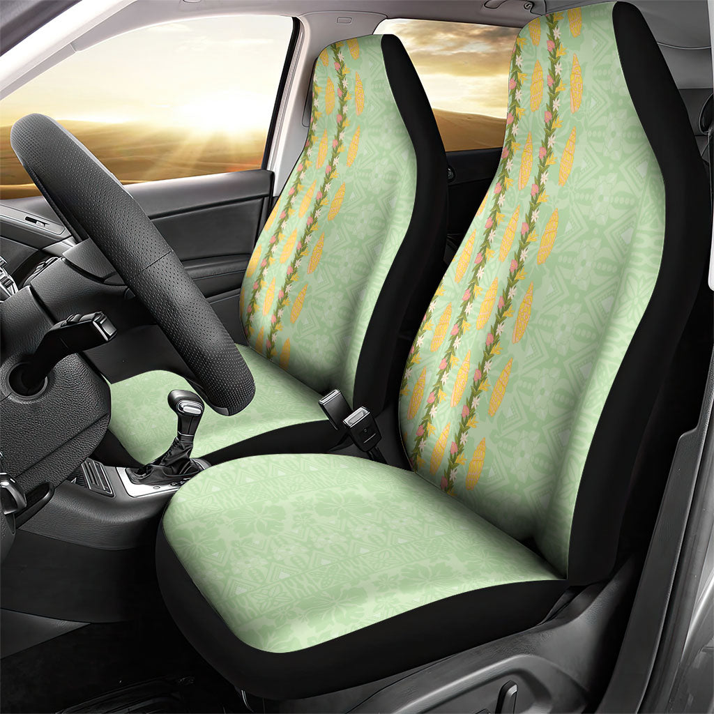 Hawaii Shell Tiare Anthurium Heliconia Lei Car Seat Cover With Tapa Pattern Baby Green