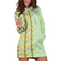 Hawaii Shell Tiare Anthurium Heliconia Lei Hoodie Dress With Tapa Pattern Baby Green