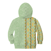 Hawaii Shell Tiare Anthurium Heliconia Lei Kid Hoodie With Tapa Pattern Baby Green