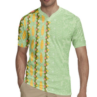 Hawaii Shell Tiare Anthurium Heliconia Lei Rugby Jersey With Tapa Pattern Baby Green