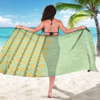 Hawaii Shell Tiare Anthurium Heliconia Lei Sarong With Tapa Pattern Baby Green