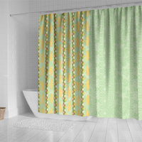 Hawaii Shell Tiare Anthurium Heliconia Lei Shower Curtain With Tapa Pattern Baby Green