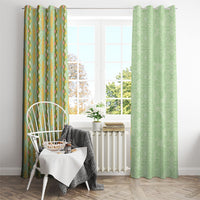 Hawaii Shell Tiare Anthurium Heliconia Lei Window Curtain With Tapa Pattern Baby Green