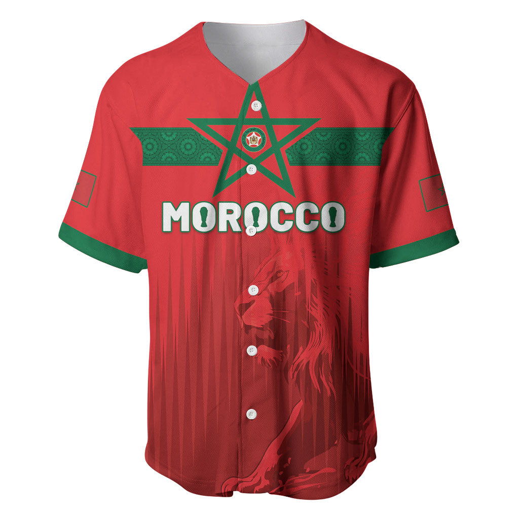 Custom Morocco Football 2026 Baseball Jersey Atlas Lions Breathtaking Victory Red Version LT05 Red - Polynesian Pride