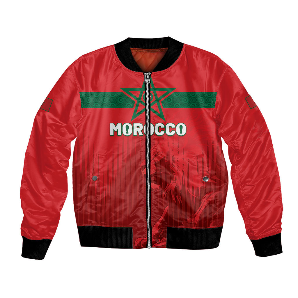 Custom Morocco Football 2026 Bomber Jacket Atlas Lions Breathtaking Victory Red Version LT05 Unisex Red - Polynesian Pride