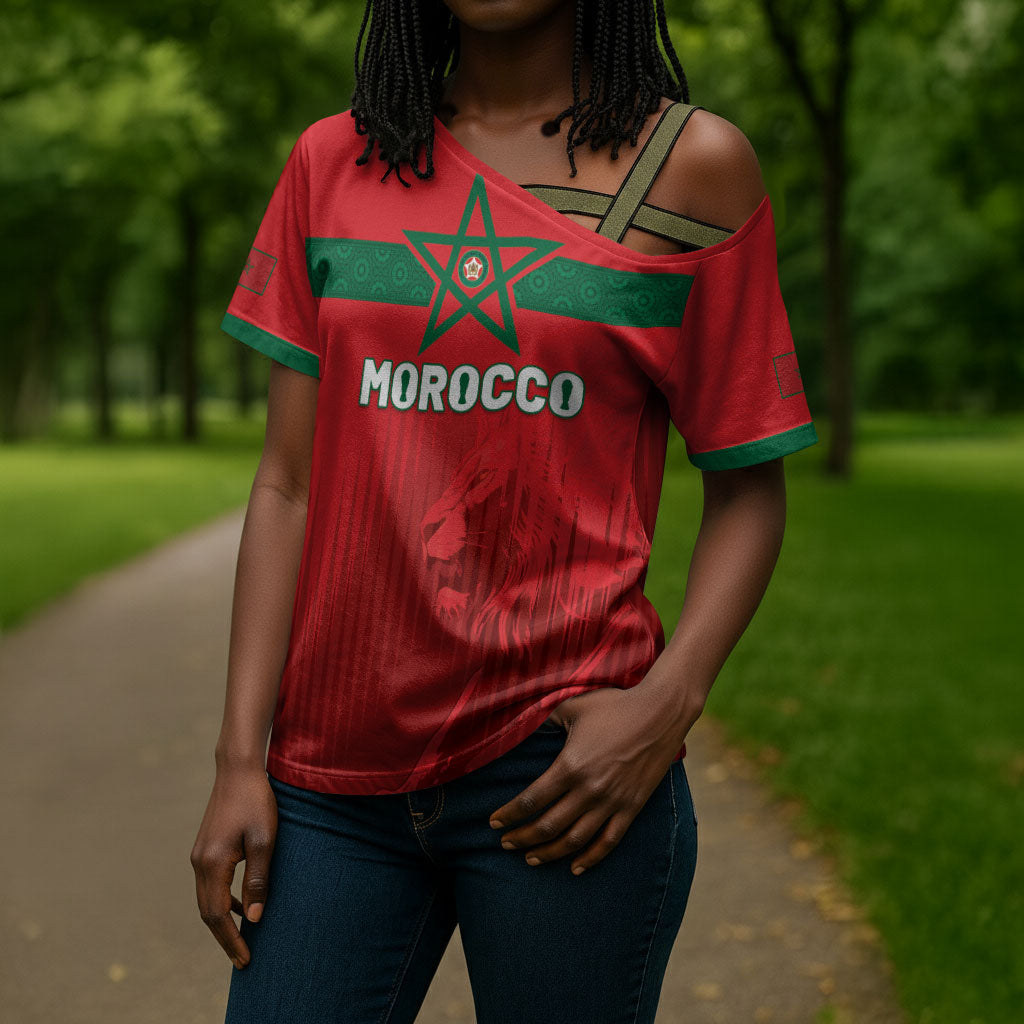Custom Morocco Football 2026 Cross Shoulder Shirt Atlas Lions Breathtaking Victory Red Version