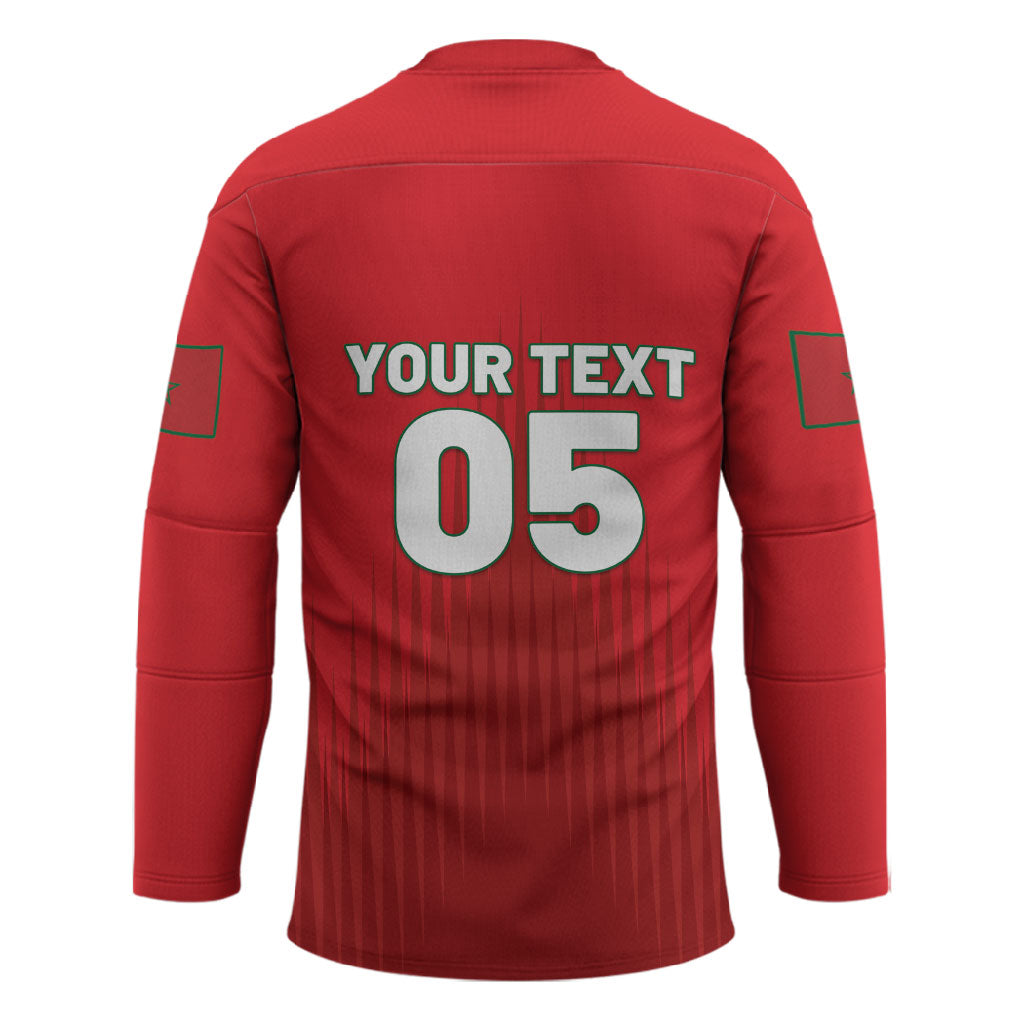 Custom Morocco Football 2026 Hockey Jersey Atlas Lions Breathtaking Victory Red Version
