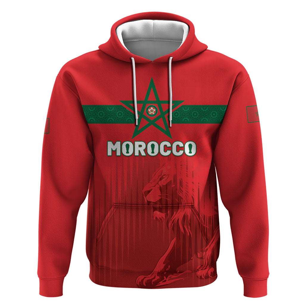 Custom Morocco Football 2026 Hoodie Atlas Lions Breathtaking Victory Red Version LT05 Pullover Hoodie Red - Polynesian Pride