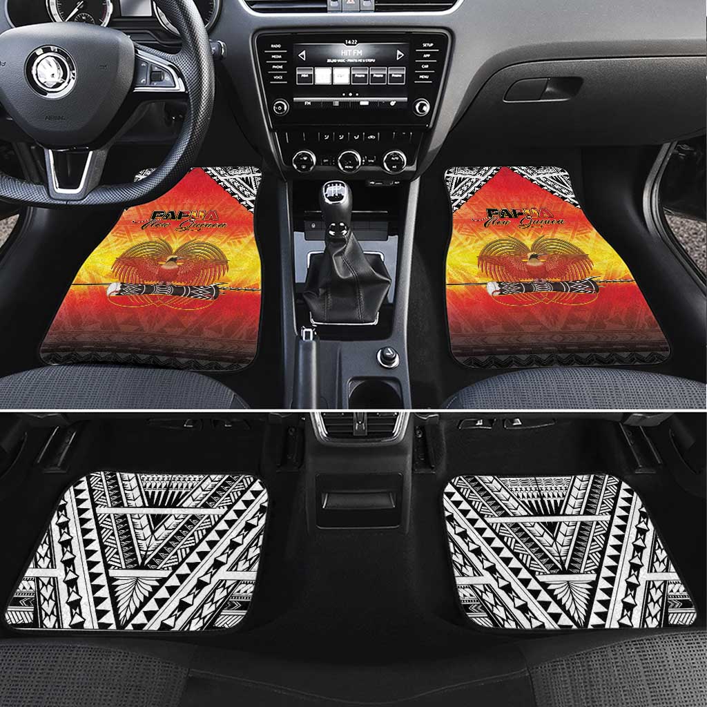 Papua New Guinea 50th Independence Day Car Mats One People One Nation One PNG LT05 Set 4pcs Yellow - Polynesian Pride