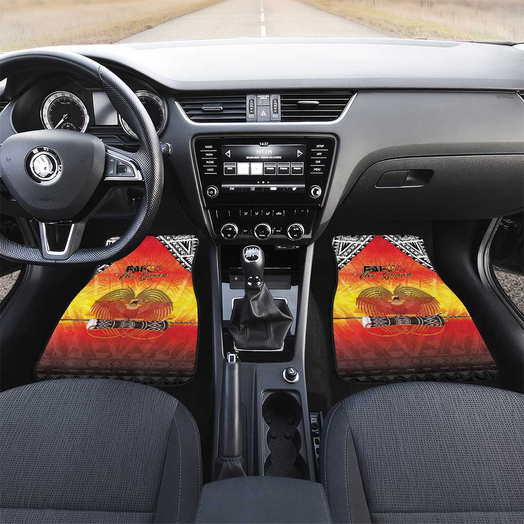 Papua New Guinea 50th Independence Day Car Mats One People One Nation One PNG LT05 Set 2pcs - Front Yellow - Polynesian Pride