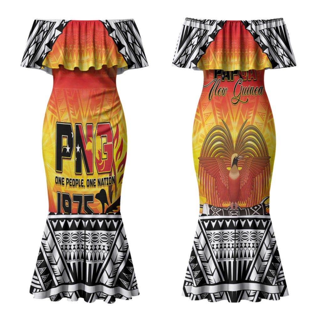 Papua New Guinea Independence Day Couples Matching Mermaid Dress and Hawaiian Shirt One People One Nation One PNG LT05 - Polynesian Pride