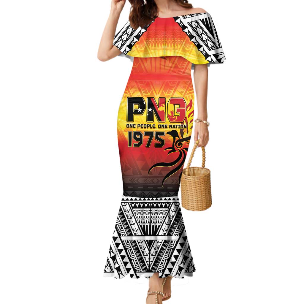 Papua New Guinea 49th Independence Day Family Matching Mermaid Dress and Hawaiian Shirt One People One Nation One PNG