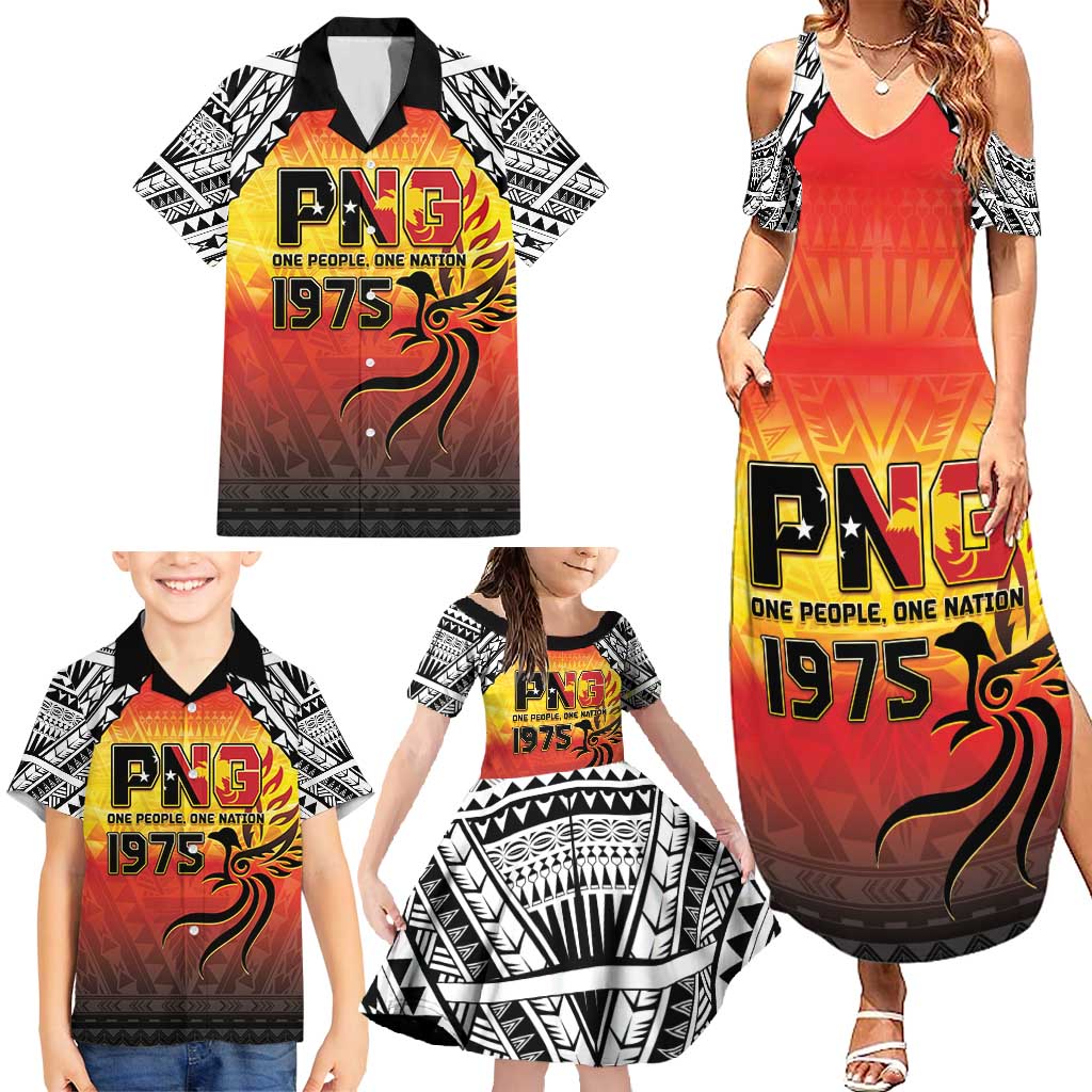 Papua New Guinea 49th Independence Day Family Matching Summer Maxi Dress and Hawaiian Shirt One People One Nation One PNG