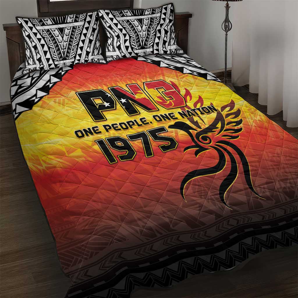 Papua New Guinea 50th Independence Day Quilt Bed Set One People One Nation One PNG LT05 Yellow - Polynesian Pride