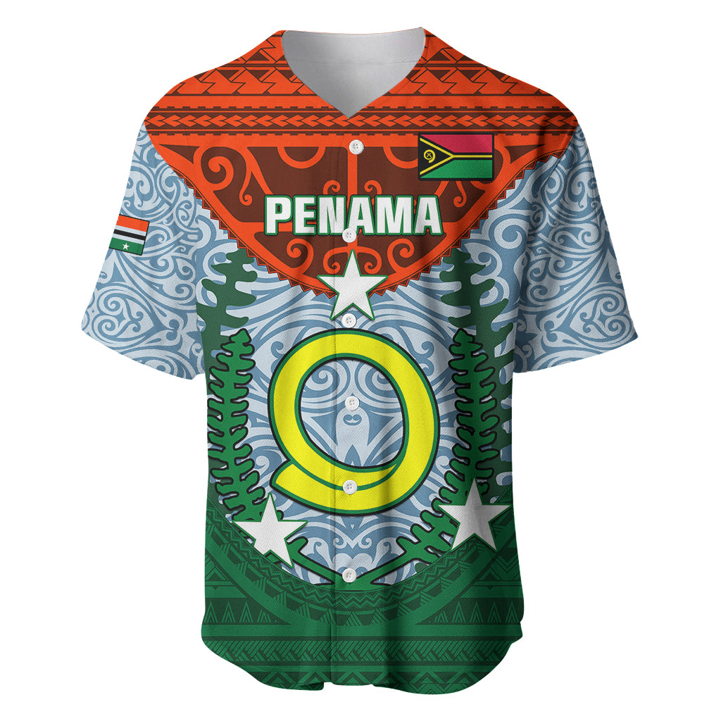 Vanuatu Penama Province Baseball Jersey Vanuatuan Coat Of Arms Polynesian Pattern LT05 Green - Polynesian Pride