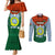 Vanuatu Penama Province Couples Matching Mermaid Dress and Long Sleeve Button Shirts Vanuatuan Coat Of Arms Polynesian Pattern LT05 Green - Polynesian Pride