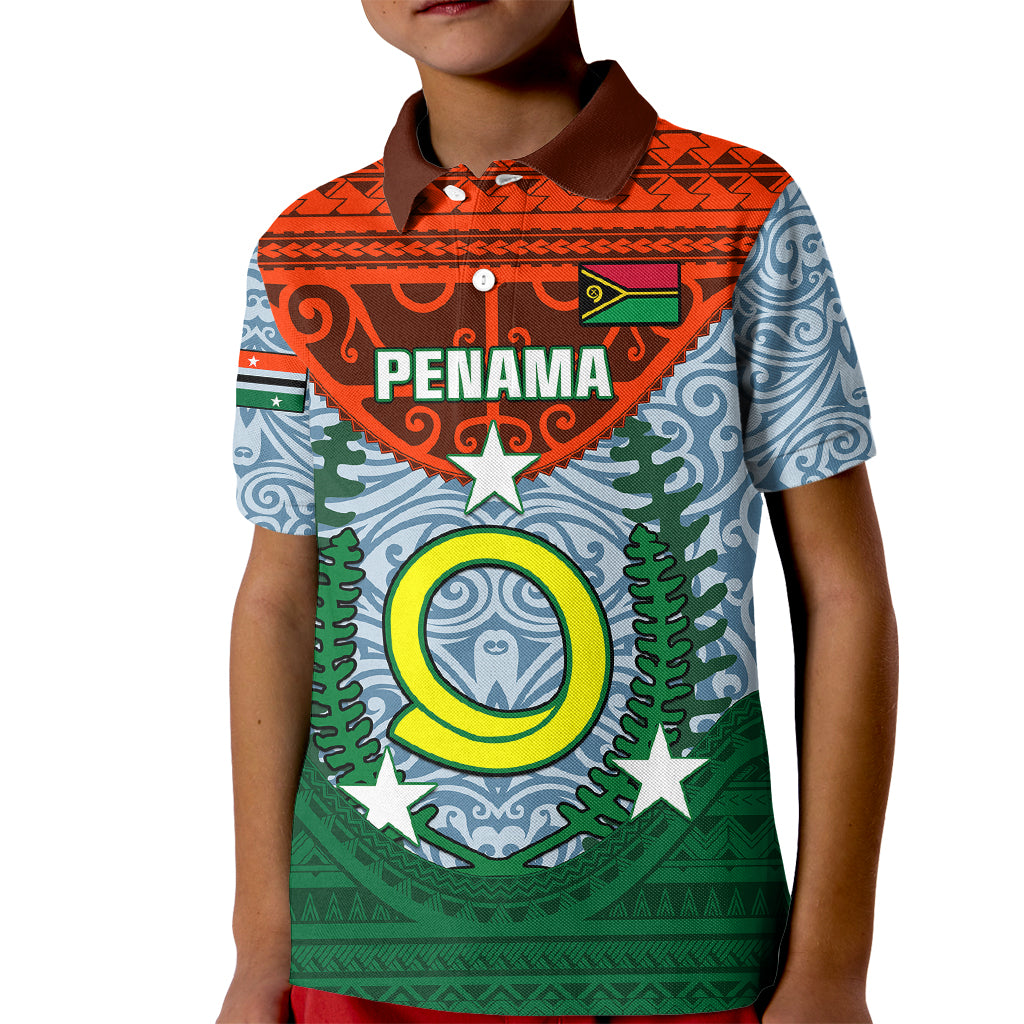Vanuatu Penama Province Kid Polo Shirt Vanuatuan Coat Of Arms Polynesian Pattern LT05 Kid Green - Polynesian Pride
