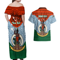 Personalized Vanuatu Penama Province Couples Matching Off Shoulder Maxi Dress and Hawaiian Shirt Vanuatuan Coat Of Arms Polynesian Pattern LT05 - Polynesian Pride