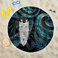New Zealand Aotearoa Beach Blanket Maori Tane Te Waiora Paua Shell Glitter Turquoise LT05 One Size 150cm Turquoise - Polynesian Pride