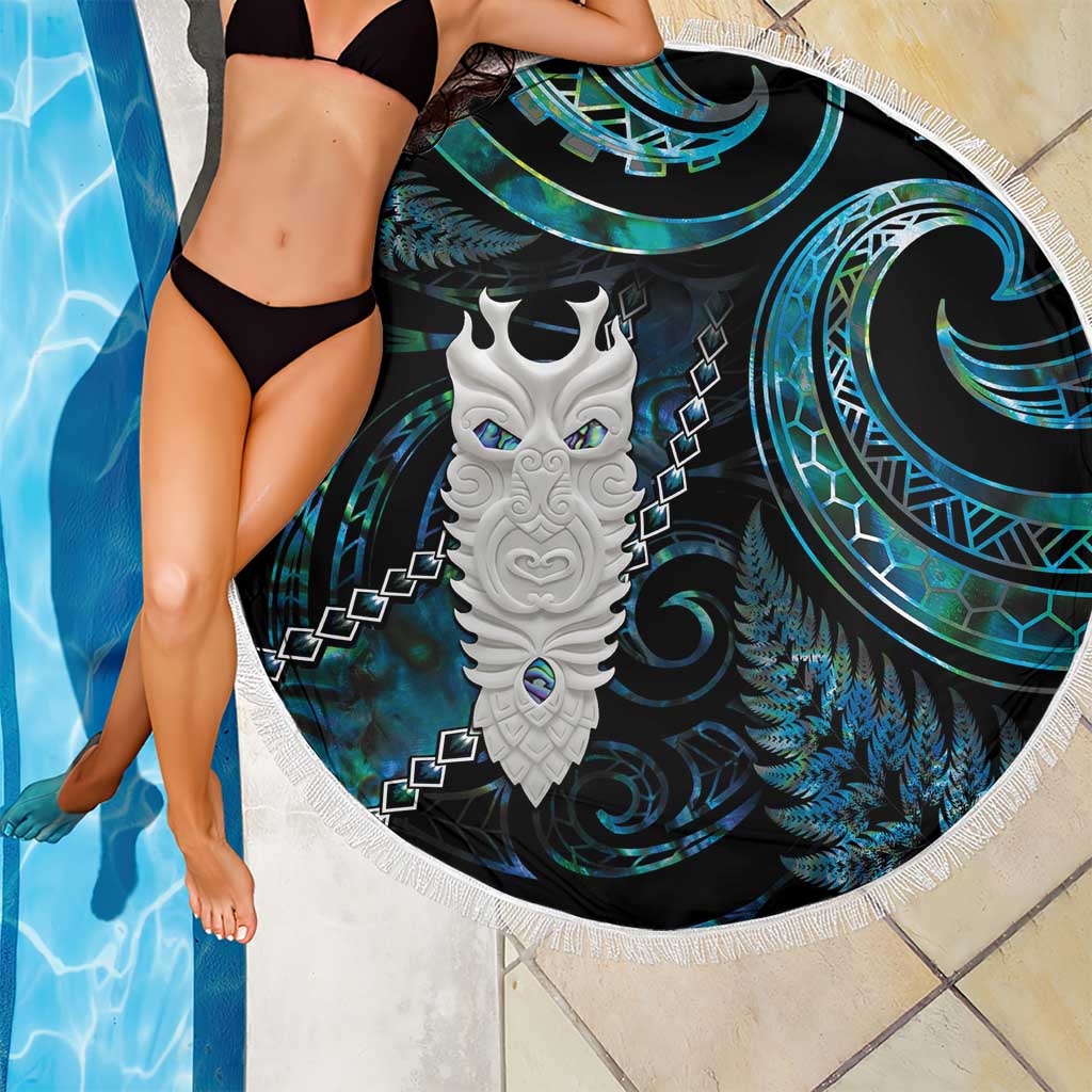 New Zealand Aotearoa Beach Blanket Maori Tane Te Waiora Paua Shell Glitter Turquoise LT05 - Polynesian Pride