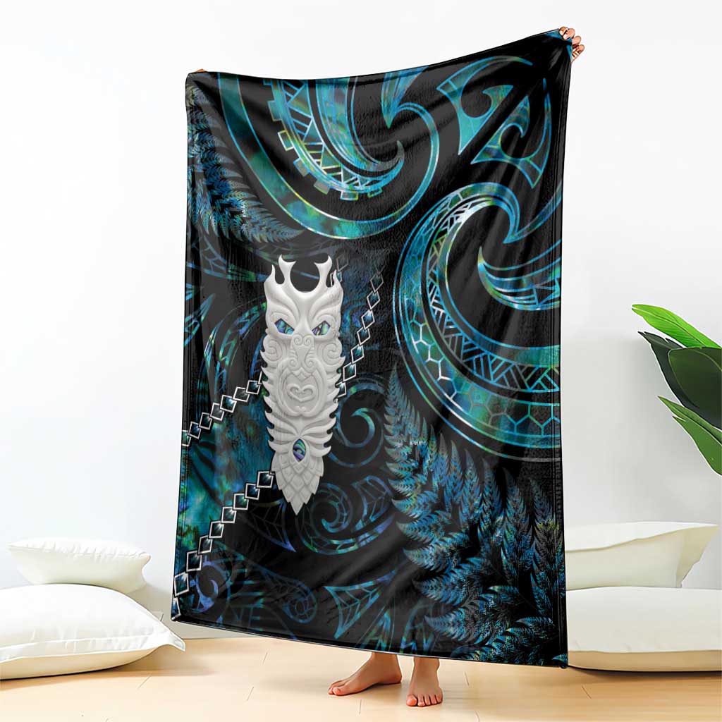 New Zealand Aotearoa Blanket Maori Tane Te Waiora Paua Shell Glitter Turquoise LT05 - Polynesian Pride