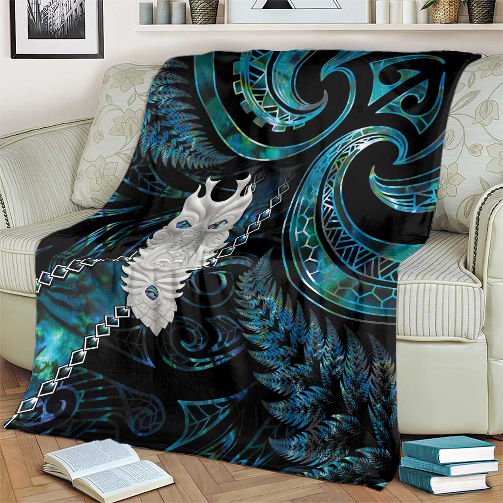 New Zealand Aotearoa Blanket Maori Tane Te Waiora Paua Shell Glitter Turquoise LT05 - Polynesian Pride