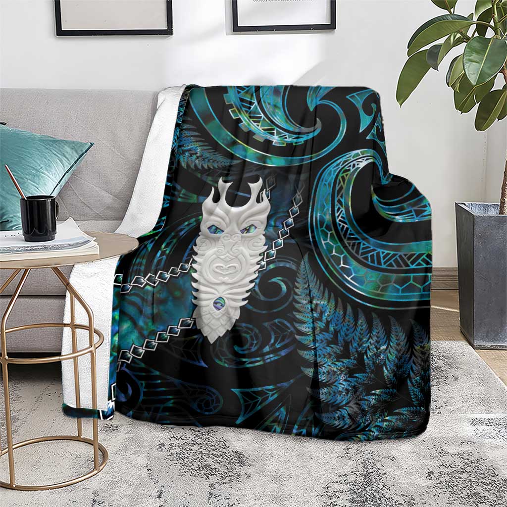 New Zealand Aotearoa Blanket Maori Tane Te Waiora Paua Shell Glitter Turquoise LT05 - Polynesian Pride