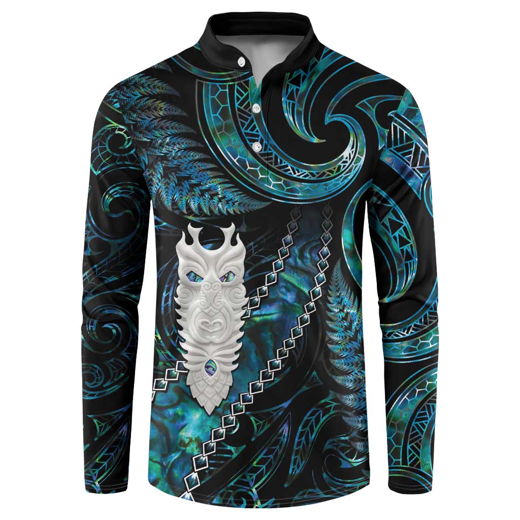 New Zealand Aotearoa Button Sweatshirt Maori Tane Te Waiora Paua Shell Glitter Turquoise LT05 Turquoise - Polynesian Pride