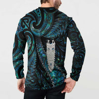New Zealand Aotearoa Button Sweatshirt Maori Tane Te Waiora Paua Shell Glitter Turquoise LT05 - Polynesian Pride