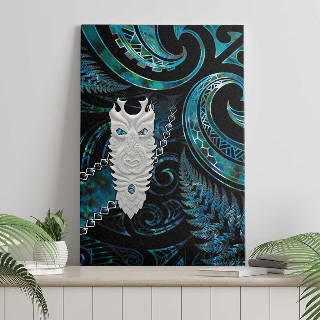 New Zealand Aotearoa Canvas Wall Art Maori Tane Te Waiora Paua Shell Glitter Turquoise LT05 - Polynesian Pride