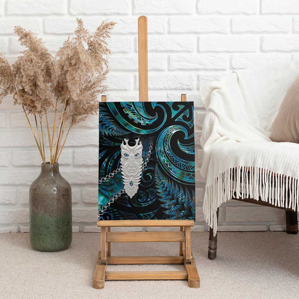 New Zealand Aotearoa Canvas Wall Art Maori Tane Te Waiora Paua Shell Glitter Turquoise LT05 - Polynesian Pride