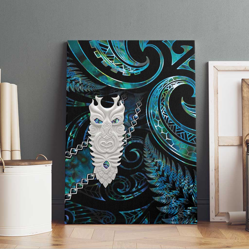 New Zealand Aotearoa Canvas Wall Art Maori Tane Te Waiora Paua Shell Glitter Turquoise LT05 - Polynesian Pride