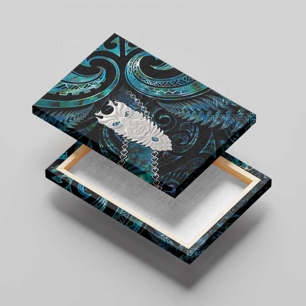 New Zealand Aotearoa Canvas Wall Art Maori Tane Te Waiora Paua Shell Glitter Turquoise LT05 - Polynesian Pride