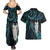 New Zealand Aotearoa Couples Matching Summer Maxi Dress and Hawaiian Shirt Maori Tane Te Waiora Paua Shell Glitter Turquoise