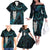 New Zealand Aotearoa Family Matching Off The Shoulder Long Sleeve Dress and Hawaiian Shirt Maori Tane Te Waiora Paua Shell Glitter Turquoise