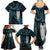 New Zealand Aotearoa Family Matching Summer Maxi Dress and Hawaiian Shirt Maori Tane Te Waiora Paua Shell Glitter Turquoise