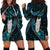 New Zealand Aotearoa Hoodie Dress Maori Tane Te Waiora Paua Shell Glitter Turquoise