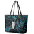 New Zealand Aotearoa Leather Tote Bag Maori Tane Te Waiora Paua Shell Glitter Turquoise