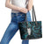 New Zealand Aotearoa Leather Tote Bag Maori Tane Te Waiora Paua Shell Glitter Turquoise