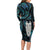 New Zealand Aotearoa Long Sleeve Bodycon Dress Maori Tane Te Waiora Paua Shell Glitter Turquoise