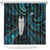 New Zealand Aotearoa Shower Curtain Maori Tane Te Waiora Paua Shell Glitter Turquoise