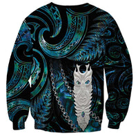 New Zealand Aotearoa Sweatshirt Maori Tane Te Waiora Paua Shell Glitter Turquoise LT05 - Polynesian Pride