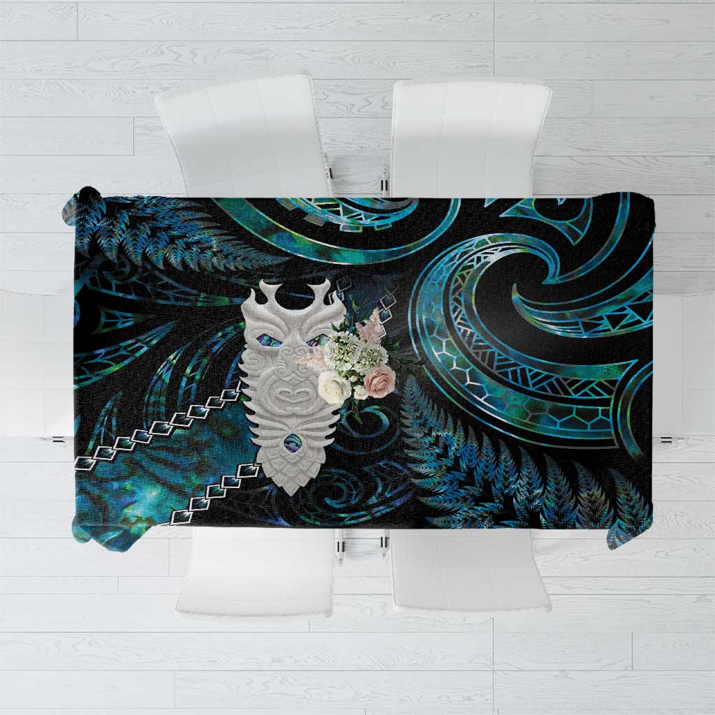 New Zealand Aotearoa Tablecloth Maori Tane Te Waiora Paua Shell Glitter Turquoise LT05 Turquoise - Polynesian Pride