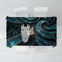New Zealand Aotearoa Tablecloth Maori Tane Te Waiora Paua Shell Glitter Turquoise LT05 Turquoise - Polynesian Pride