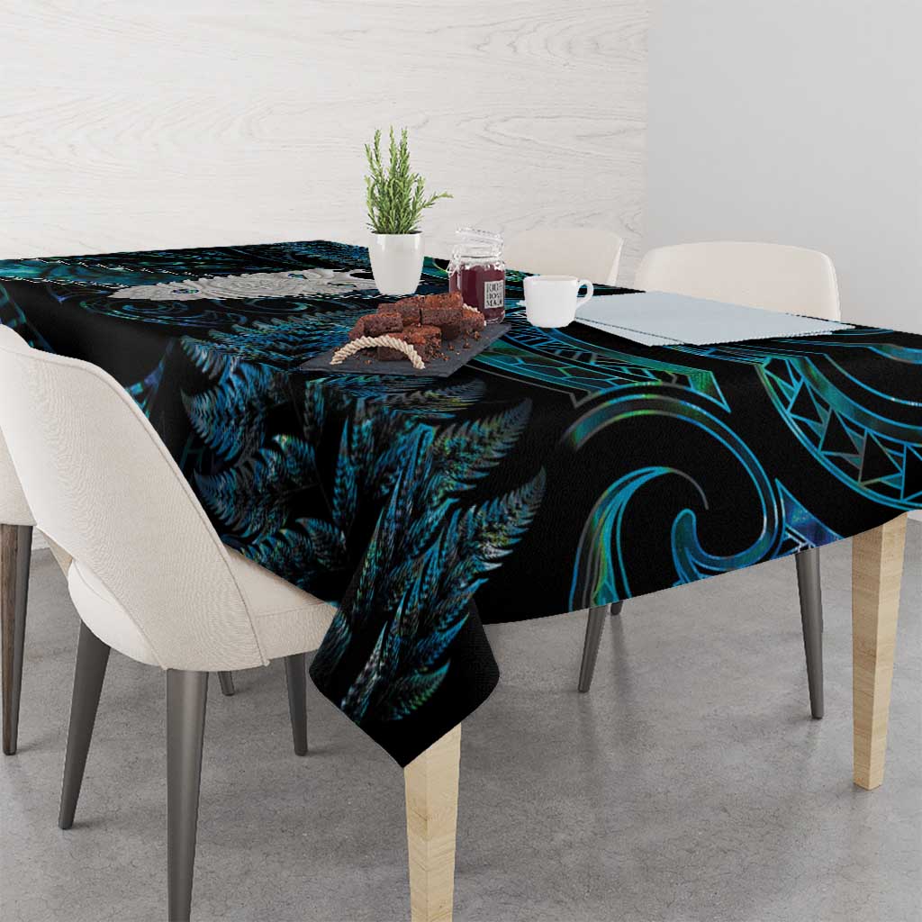 New Zealand Aotearoa Tablecloth Maori Tane Te Waiora Paua Shell Glitter Turquoise LT05 - Polynesian Pride