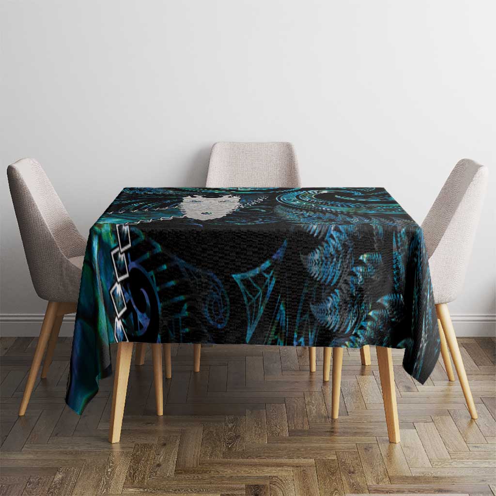 New Zealand Aotearoa Tablecloth Maori Tane Te Waiora Paua Shell Glitter Turquoise LT05 - Polynesian Pride