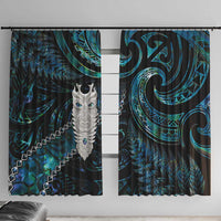New Zealand Aotearoa Window Curtain Maori Tane Te Waiora Paua Shell Glitter Turquoise LT05 With Hooks Turquoise - Polynesian Pride